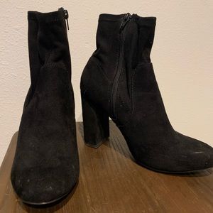Tall black booties faux suede